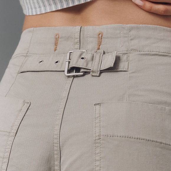 Anthropologie Pilcro Arin Mid Rise Button Front Barrel Linen Blend NWT Sz 32P - Picture 4 of 14